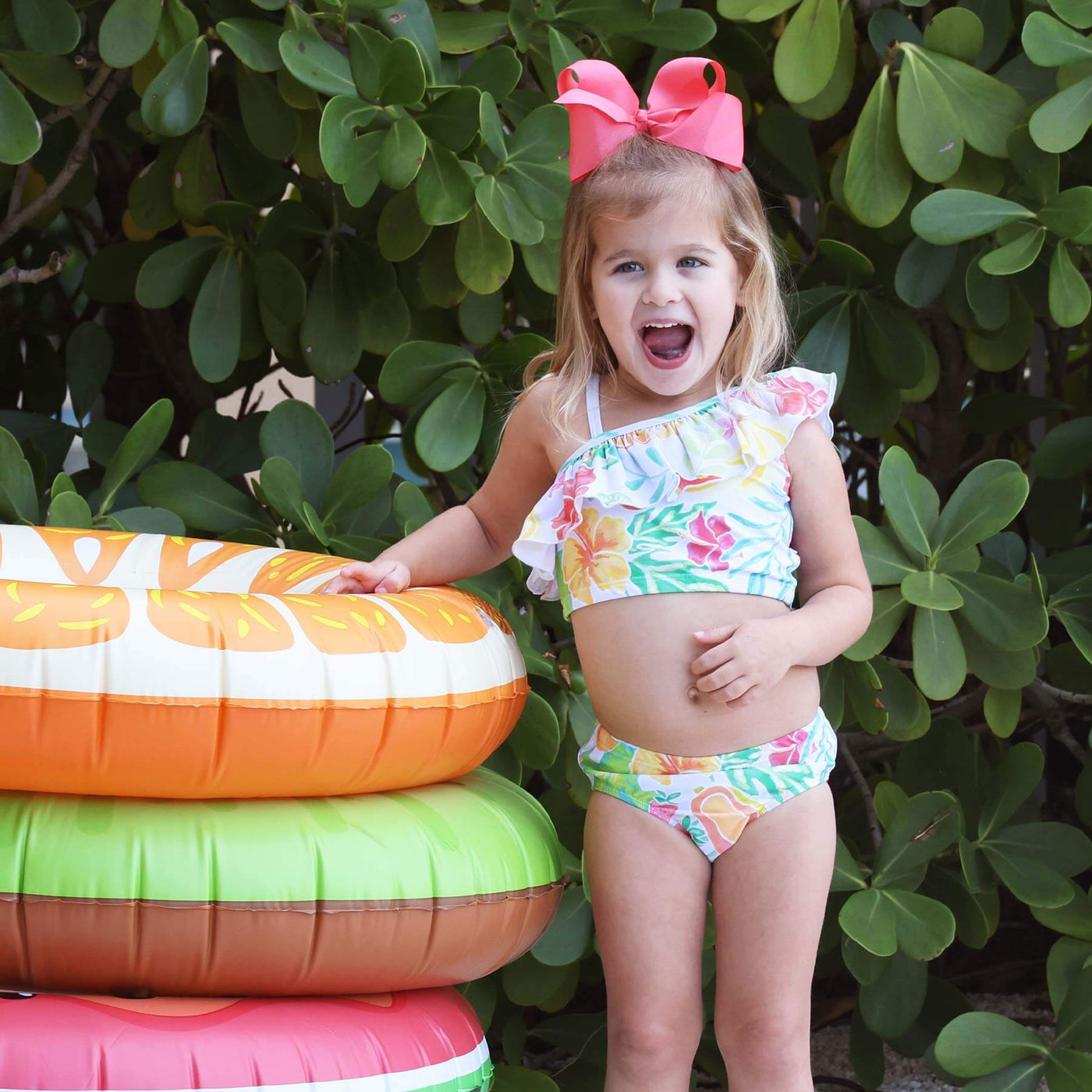 tropical paradise ruffle bikini for kids 