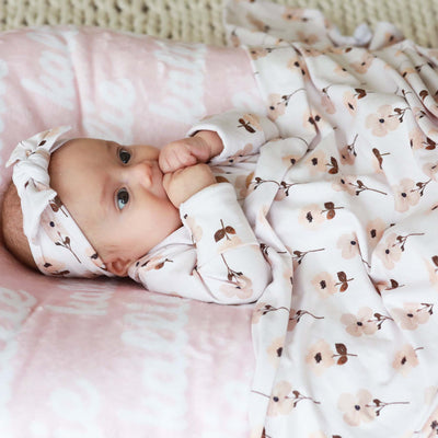 muted floral oversized swaddle blanket 