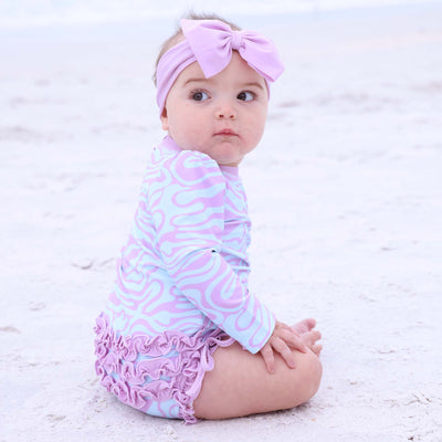 light purple waterproof swim bow for baby girls