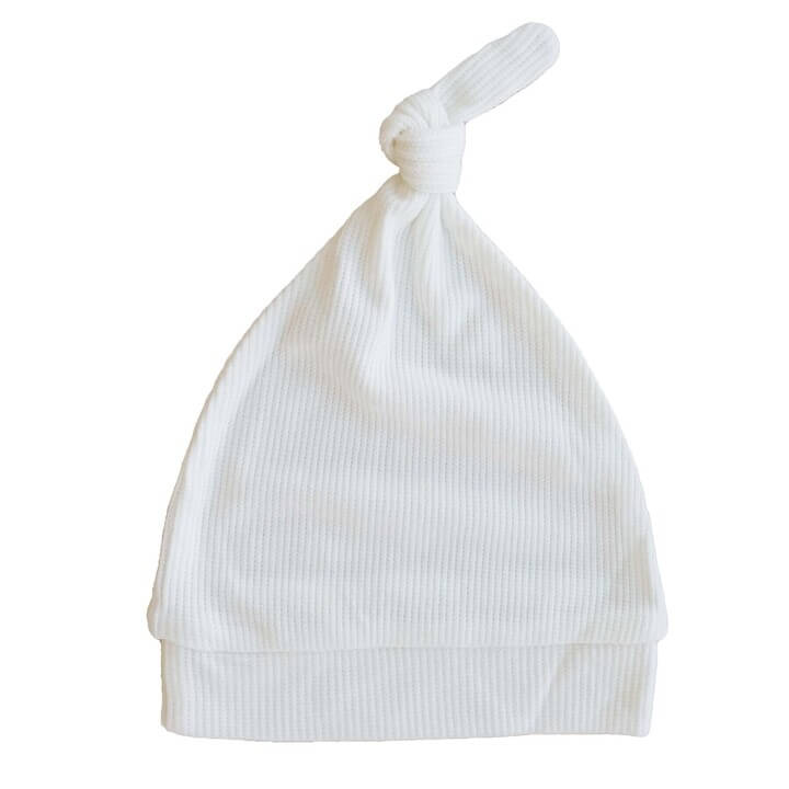 cloud white waffle knotted hat 