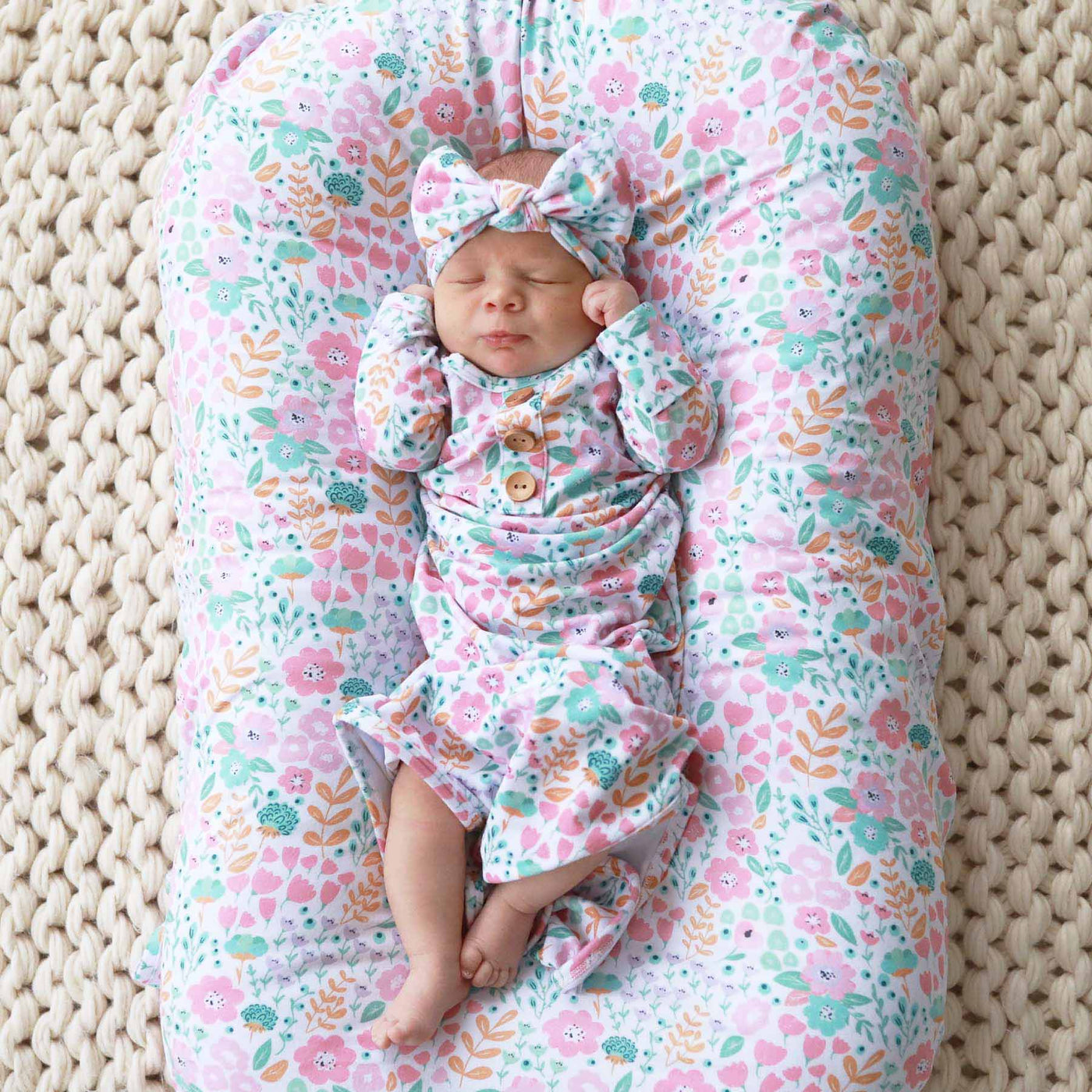 pastel floral gown for newborns 