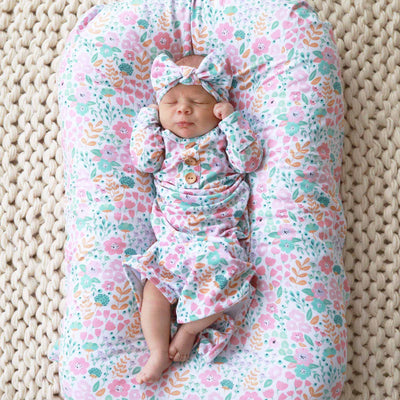 pastel floral gown for newborns 