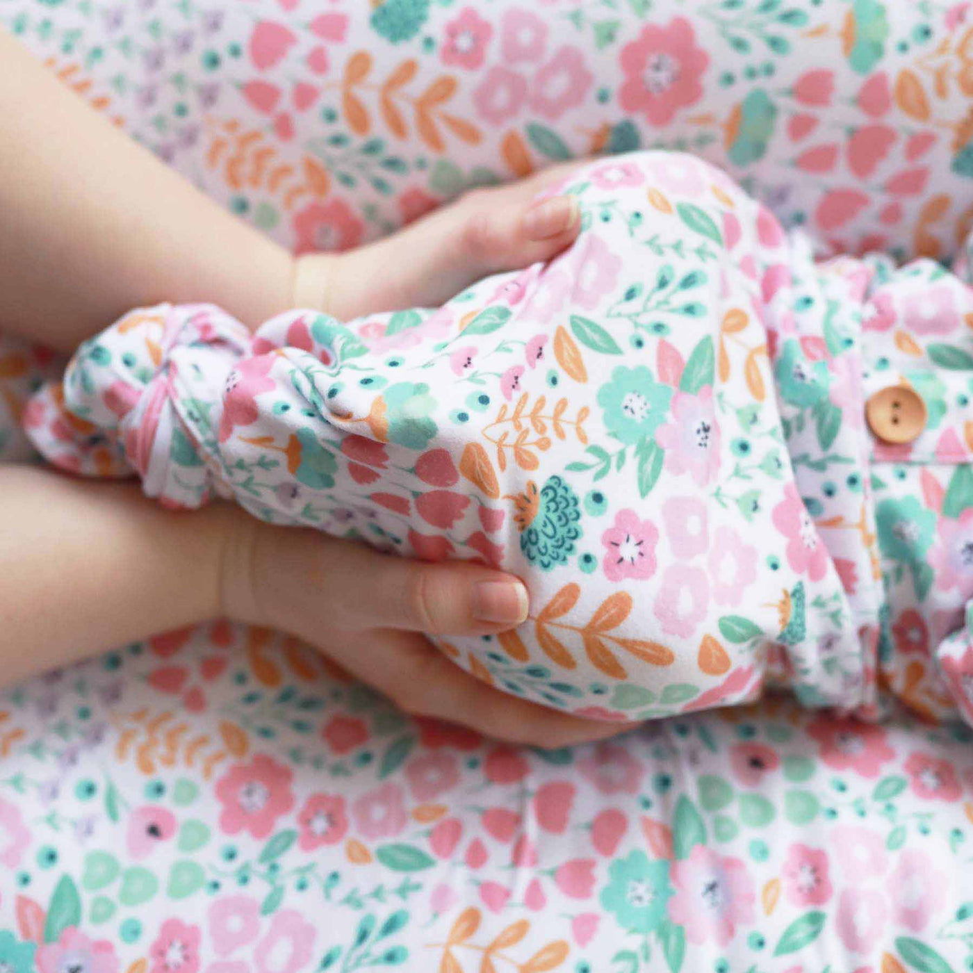 pastel floral baby knot gown