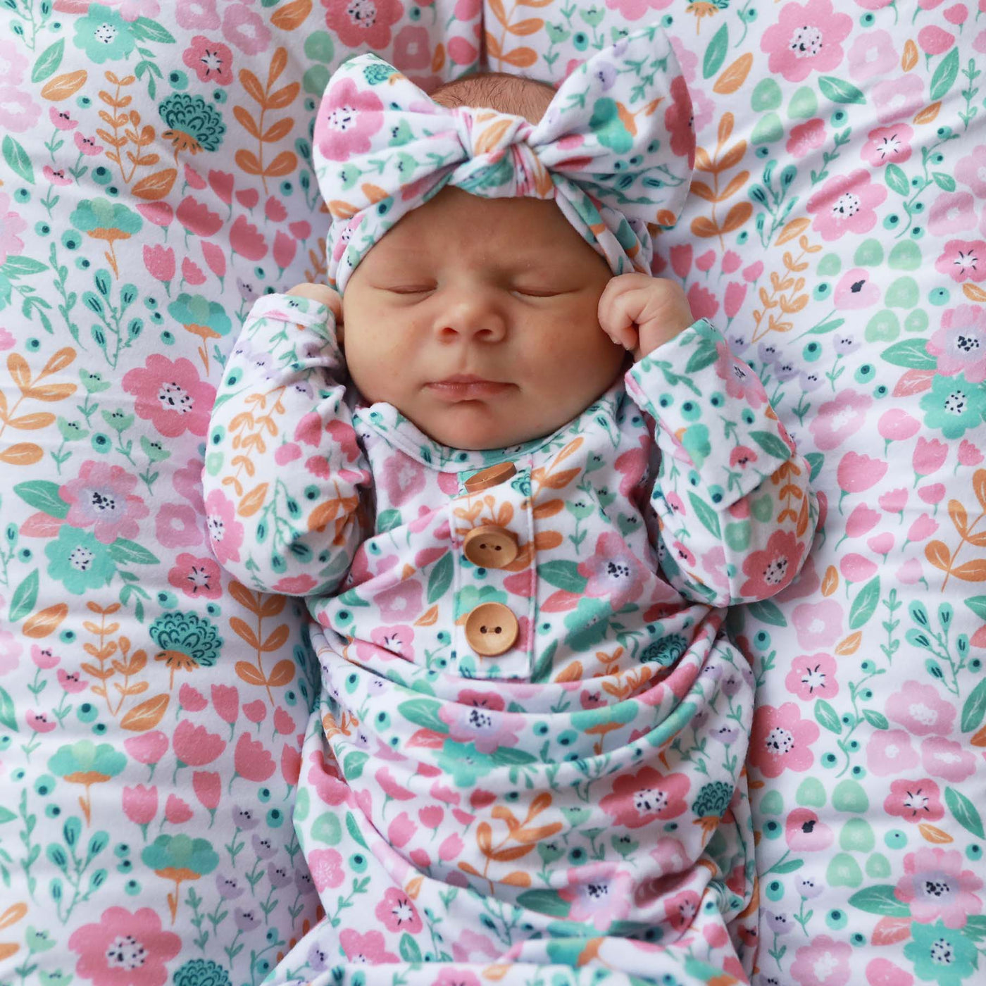 pastel floral headwrap for babies 