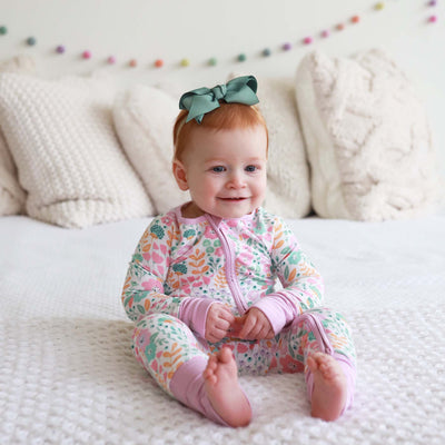 floral pajama romper for babies made of bamboo 