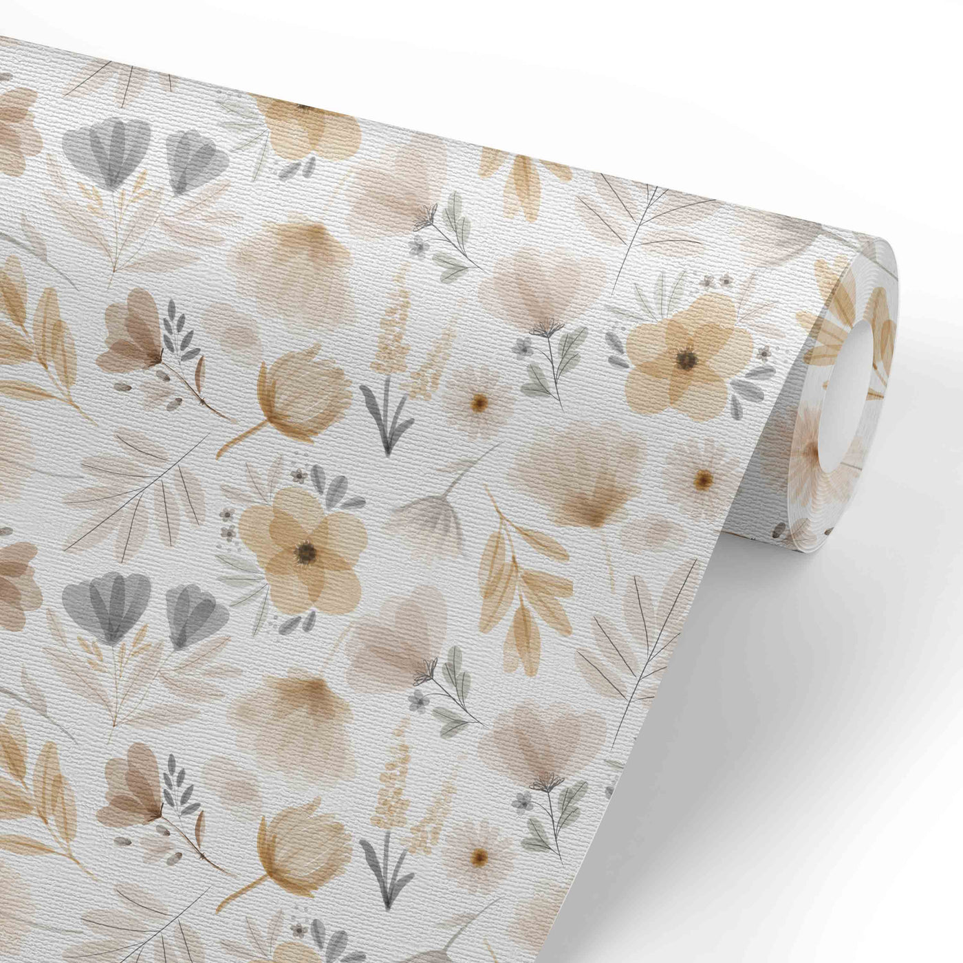 navie's neutral and mustard floral removable wallpaper