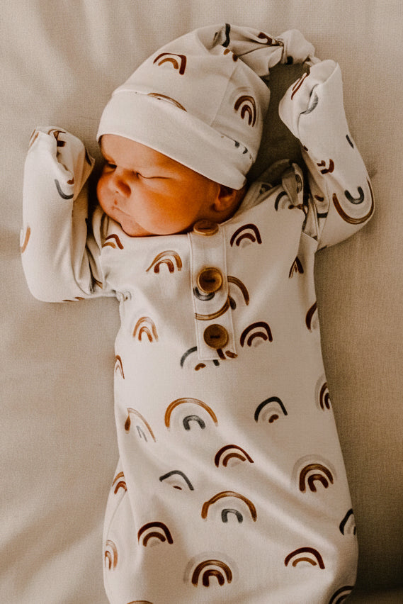 Baby Boy Rainbow Baby Newborn Outfit Sleep Gown Knotted Gowns For