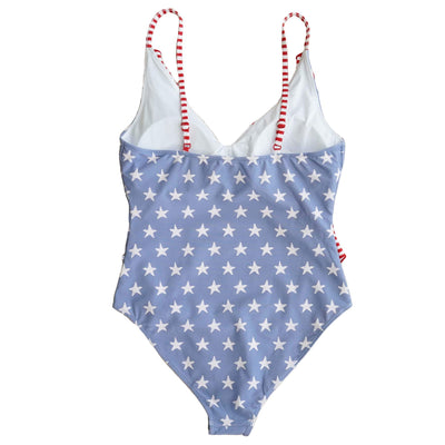 women's ruffled one piece stars and stripes 
