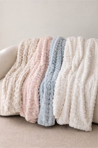 Double-Ruched Faux Fur Blankets