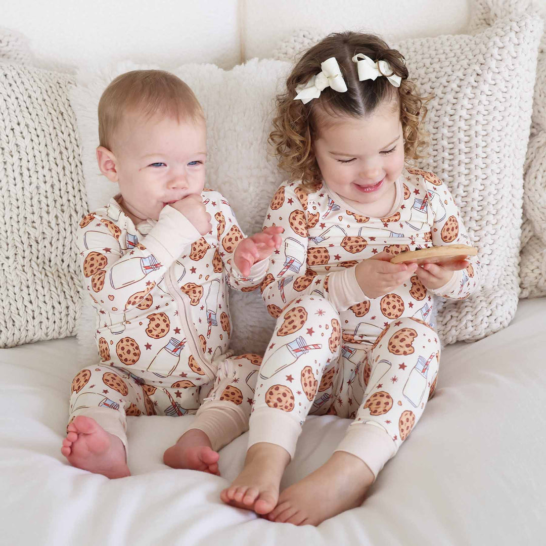 milk and cookies sibling matching pajamas 