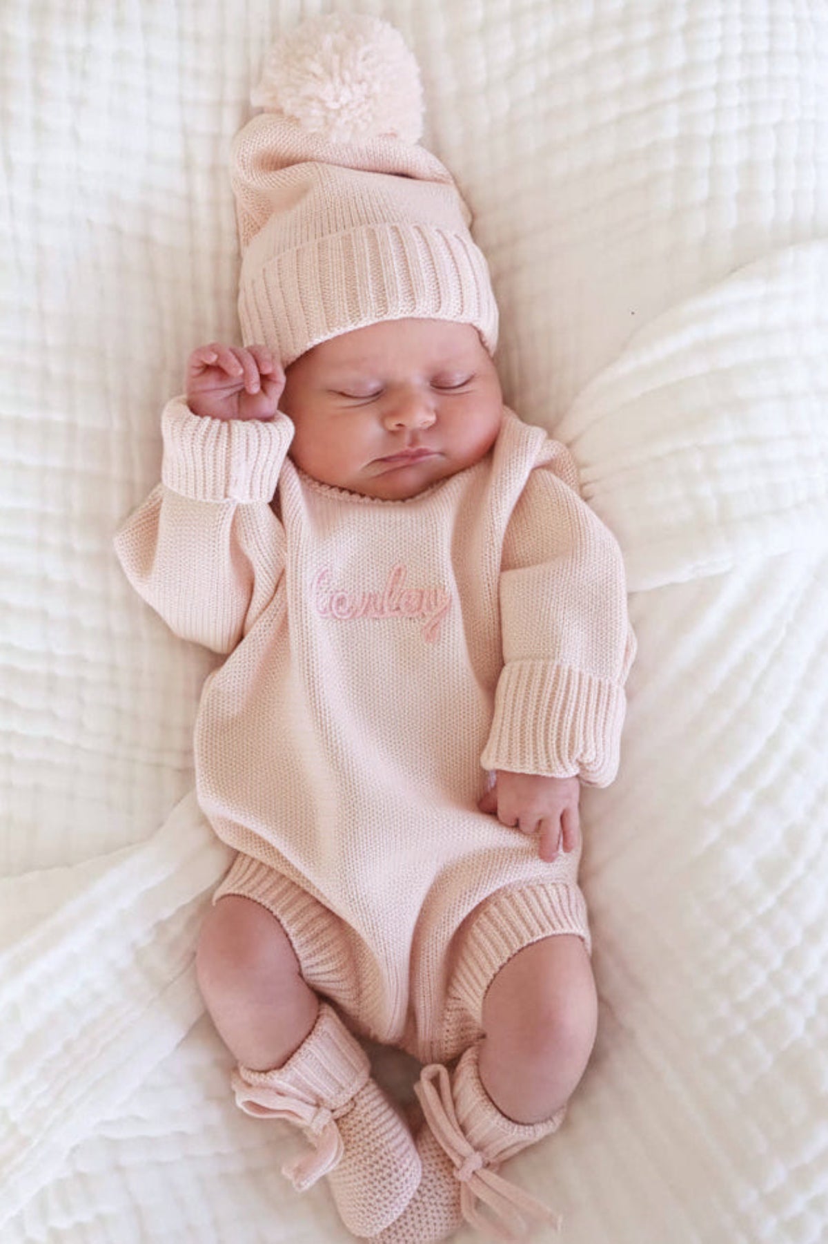 Picot Trim Bamboo Zipper Footie in Baby Pink | Caden Lane
