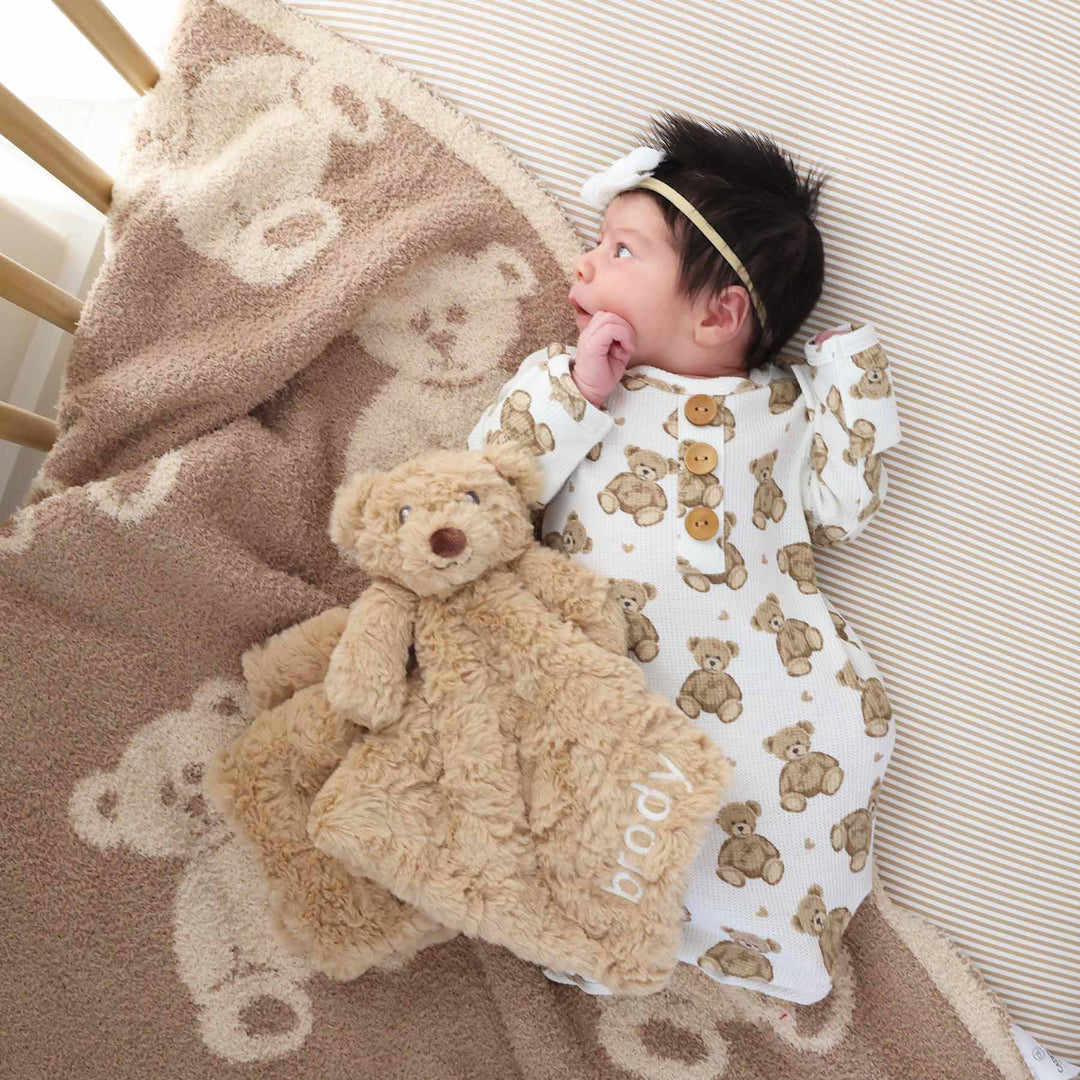 teddy bear embroidered lovey 