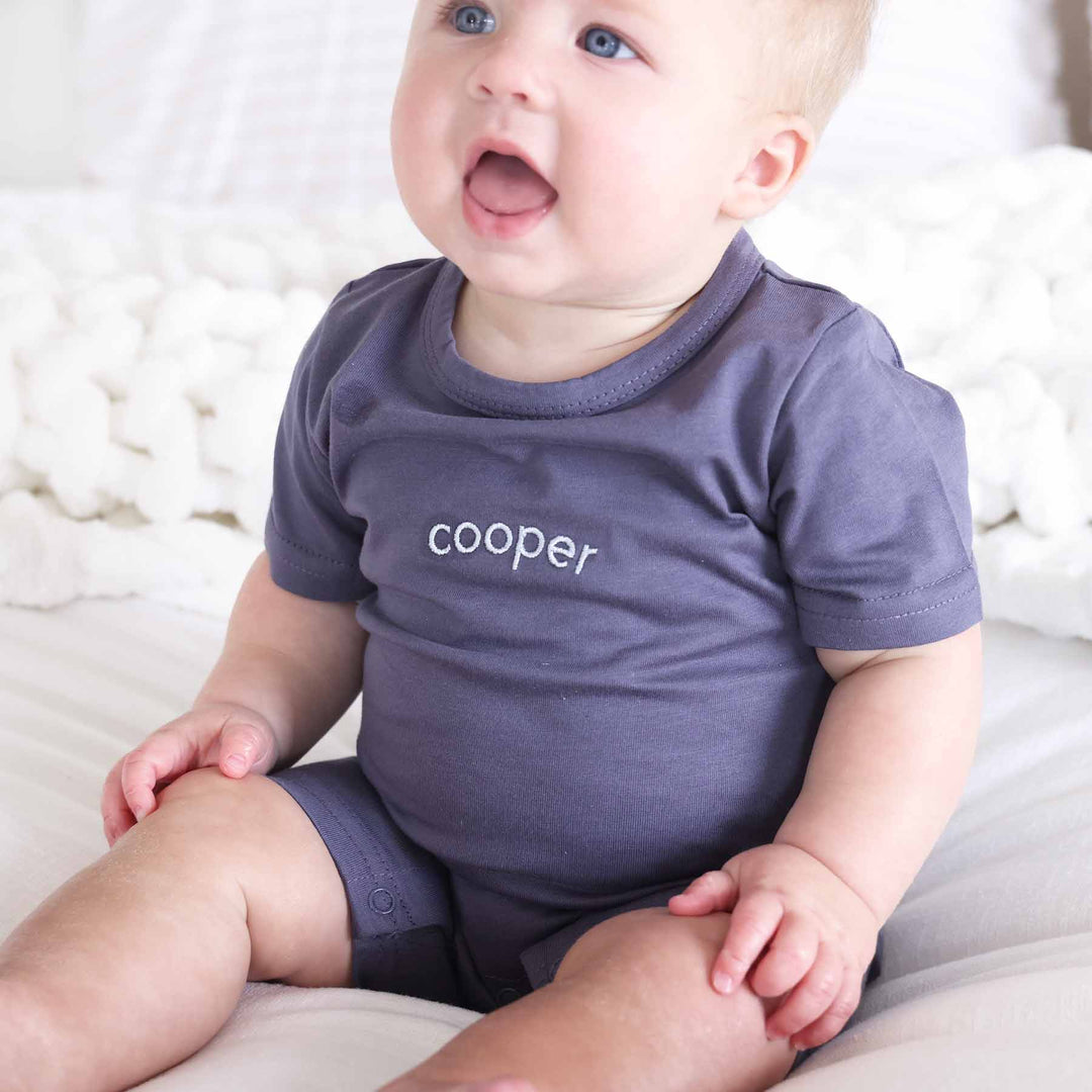 gravel personalized romper 