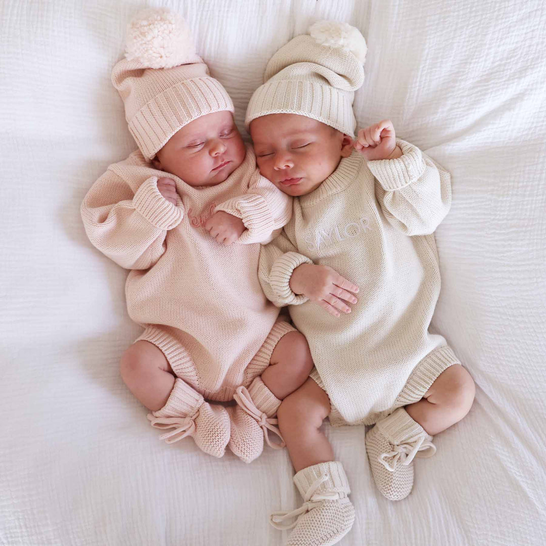 personalized knit sweater bubble rompers for babies 