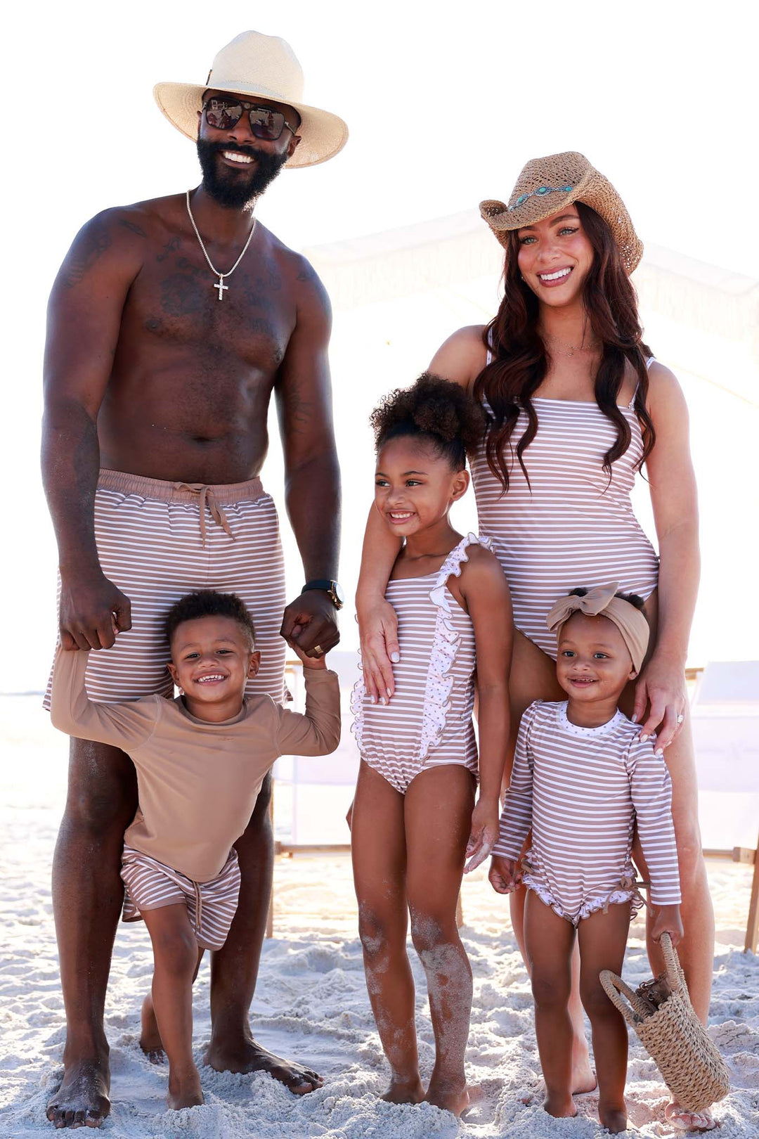 sandy stripes family matching swimsuits