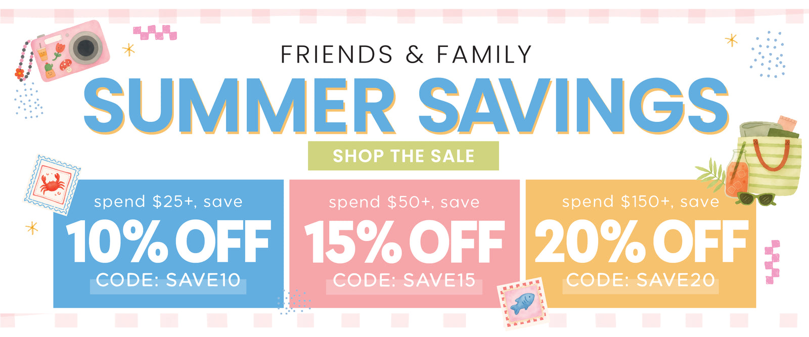 Friends & Family Sale 
- Spend $125+, save 10% OFF code: SAVE10
- Spend $50+, save 15% OFF code: SAVE15
- Spend $150+, save 20% OFF code: SAVE20
