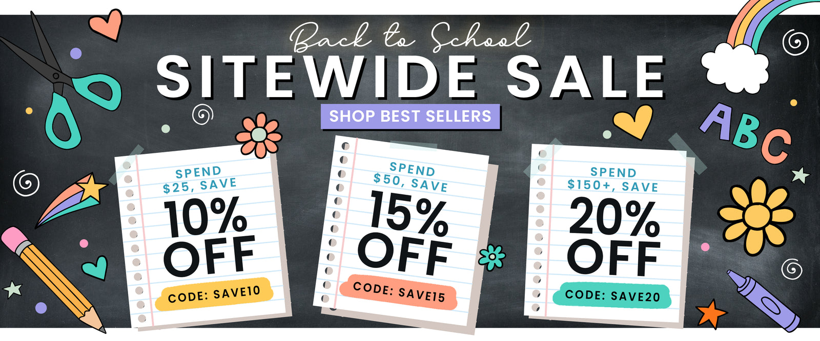 Caden Lane Back To School Sitewide sale. Shop Best Sellers 

Spend $25, save 10% OFF code: SAVE10
Spend $50, save 15% OFF code: SAVE15
Spend $150, save 20% OFF code: SAVE20