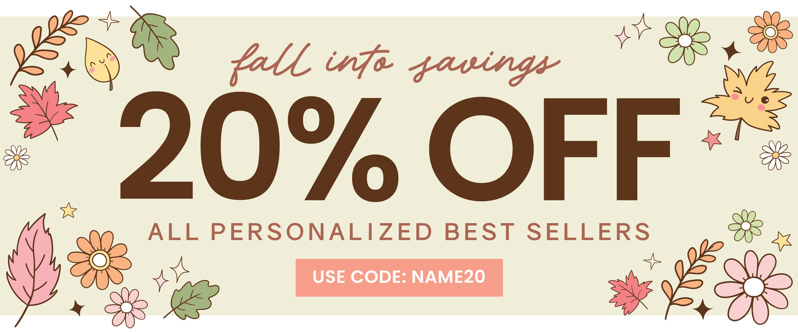 Caden Lane 20% All Personalized Best Sellers banner. Use code: NAME20