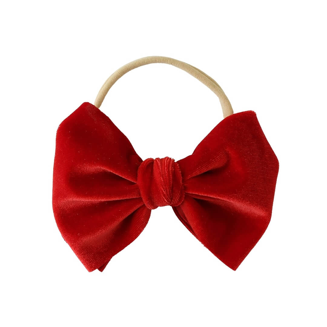 velvet bow headband red