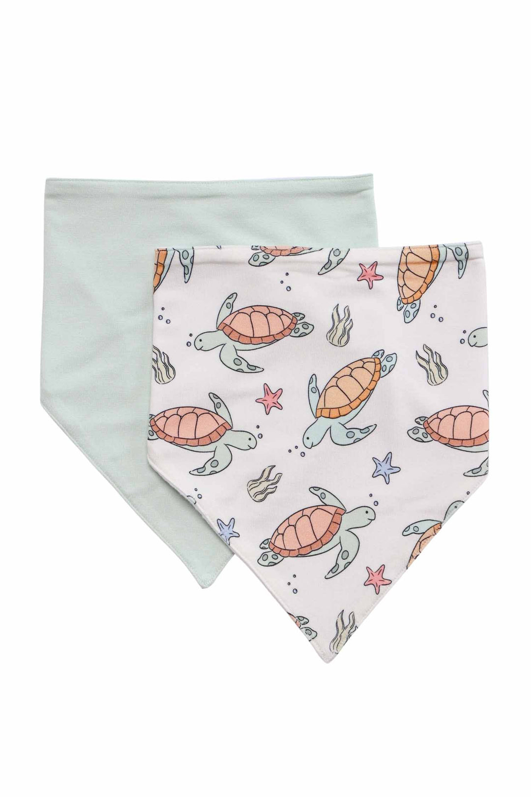 2pc bandana bibs set with turtles print in bamboo – baby drool bibs