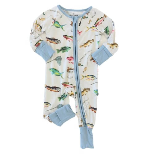 Caden Lane bamboo offers zip onesie