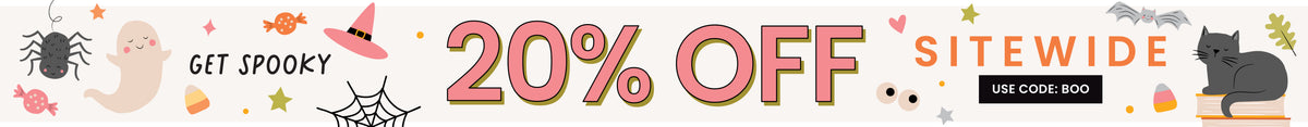 Caden Lane Halloween promo banner. 
"Get Spooky, 20% Off Sitewide, use code: BOO" 