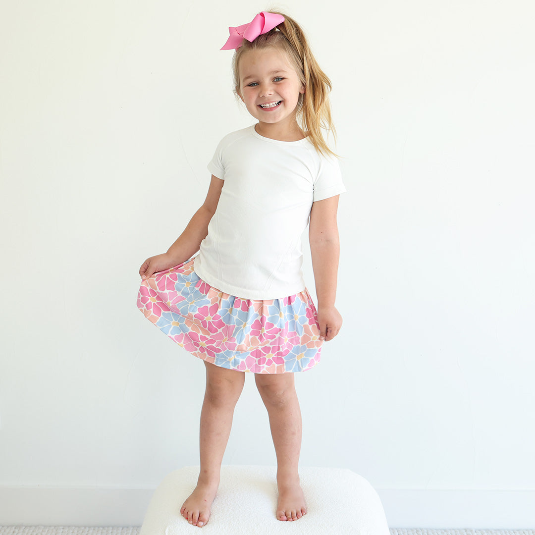 pleated tennis skirt for girls with built-in shorts power flowers 