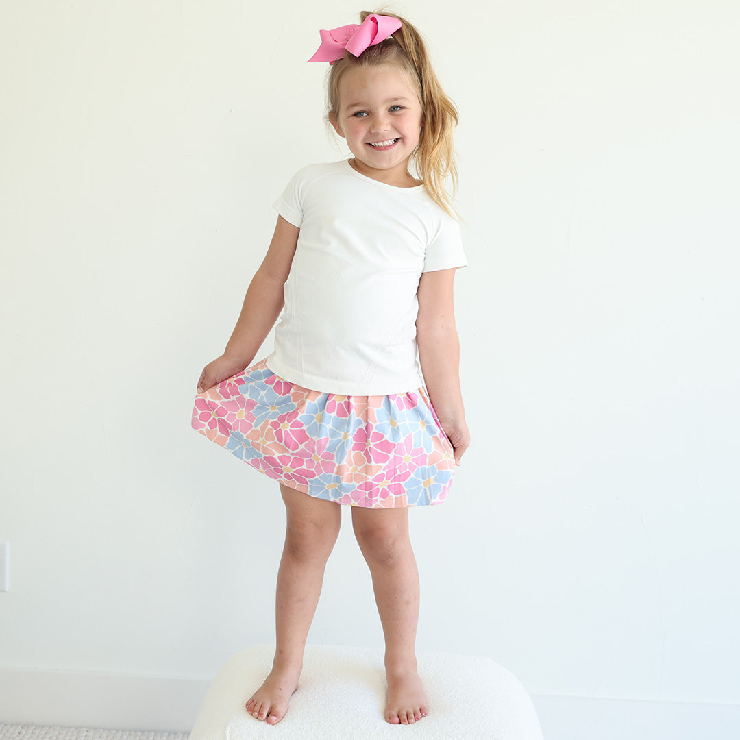 floral tennis skirt for girls with built-in shorts 