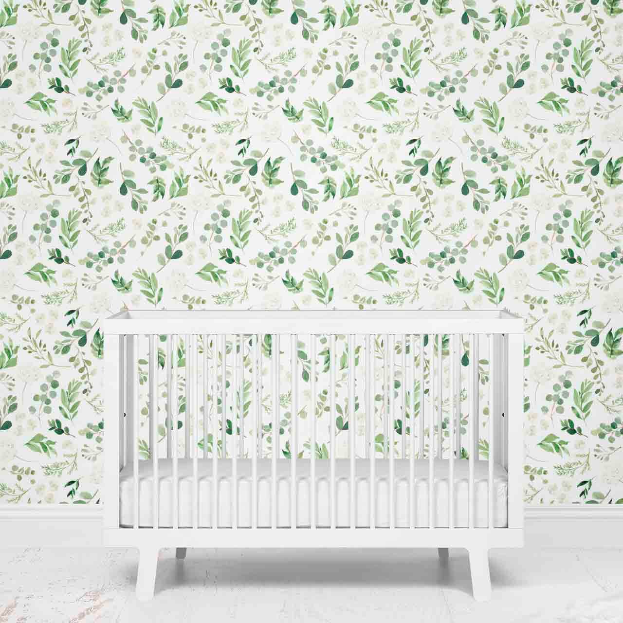 leafy greenery nursery wallpaper 