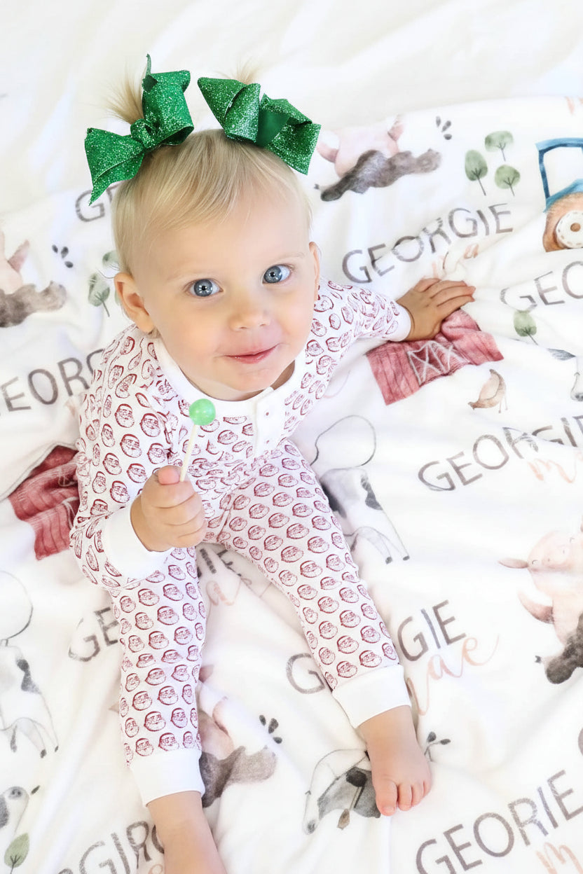 farm themed personalized toddler blanket 