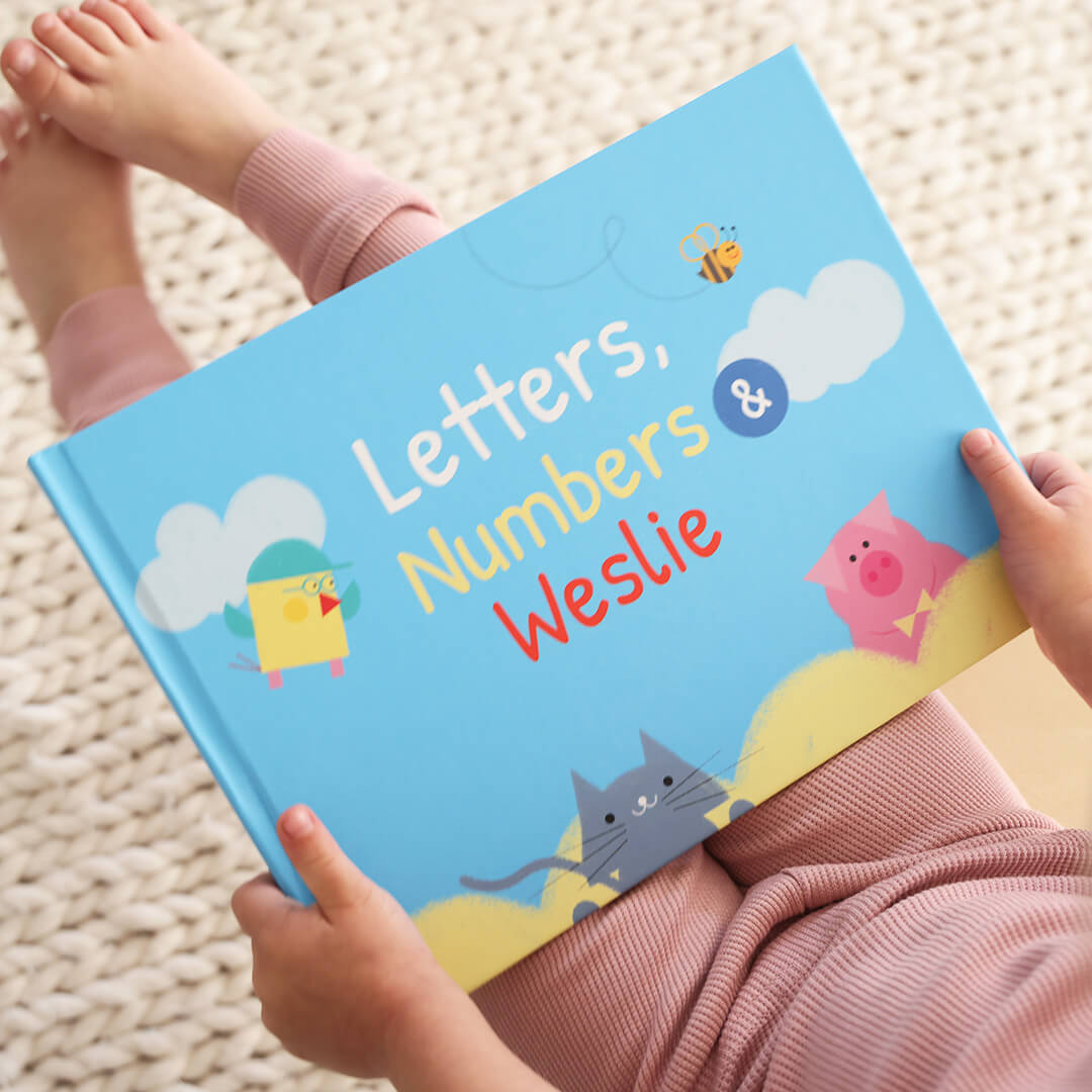 letters and numbers personalized book for kids 