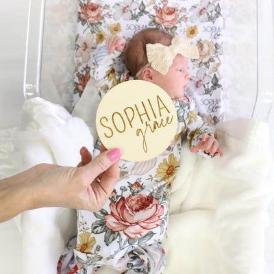 personalized baby name wood announcement block girl 