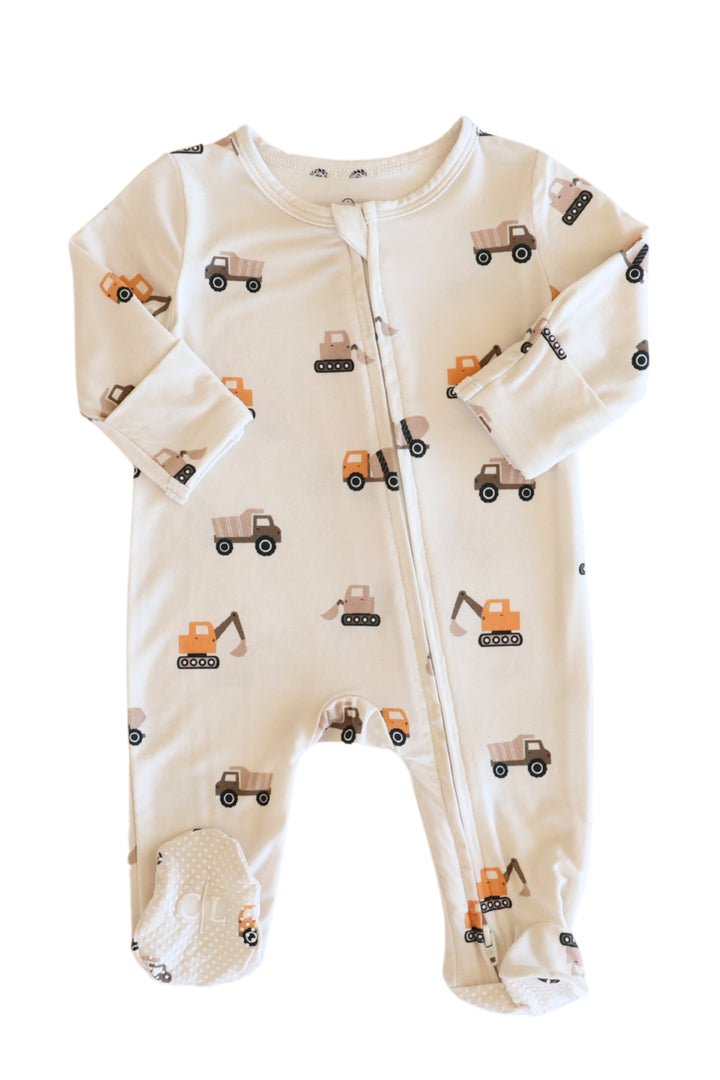 little builder zipper footie
