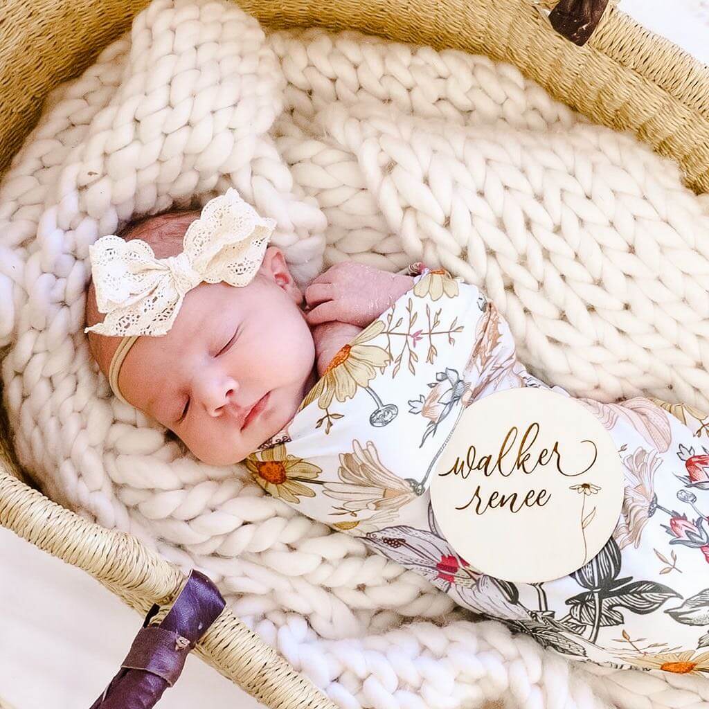 rust and yellow floral swaddle blanket for newborns 