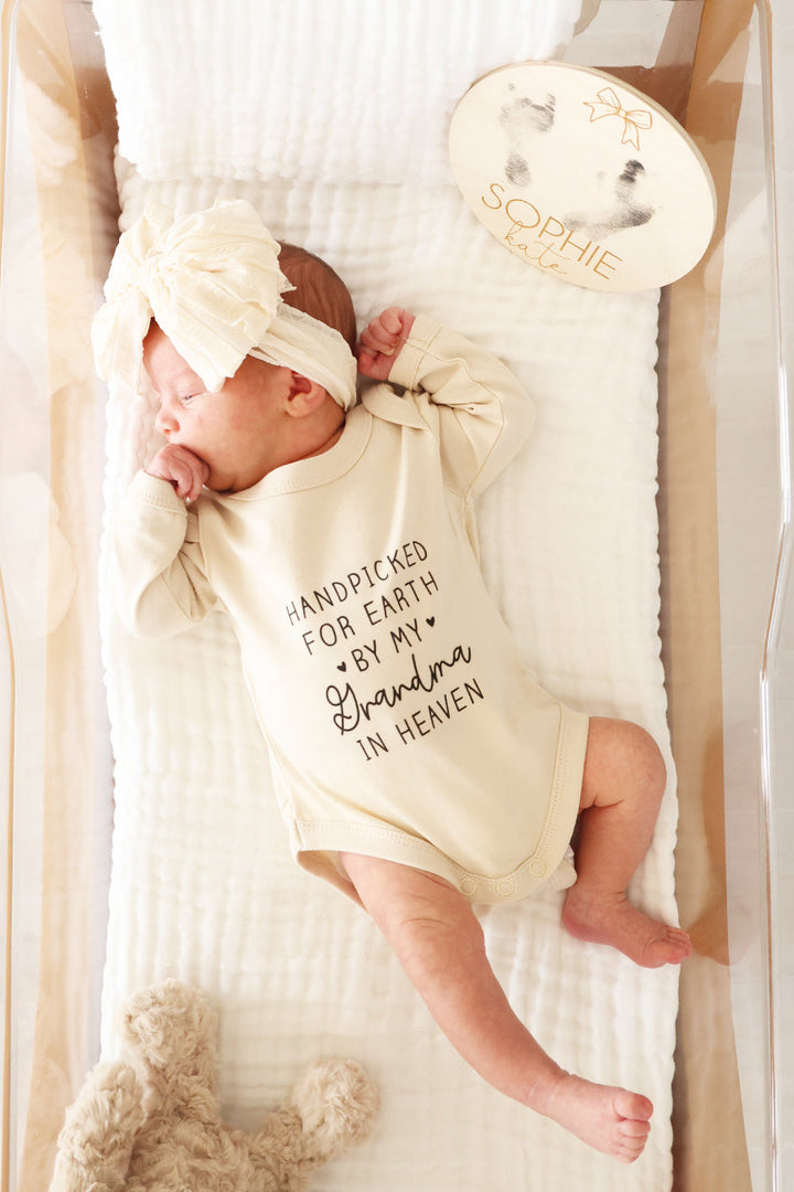 Personalized Handpicked Long Sleeve Graphic Bodysuit | Natural