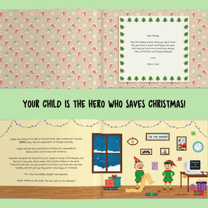 kids personalized christmas book elves