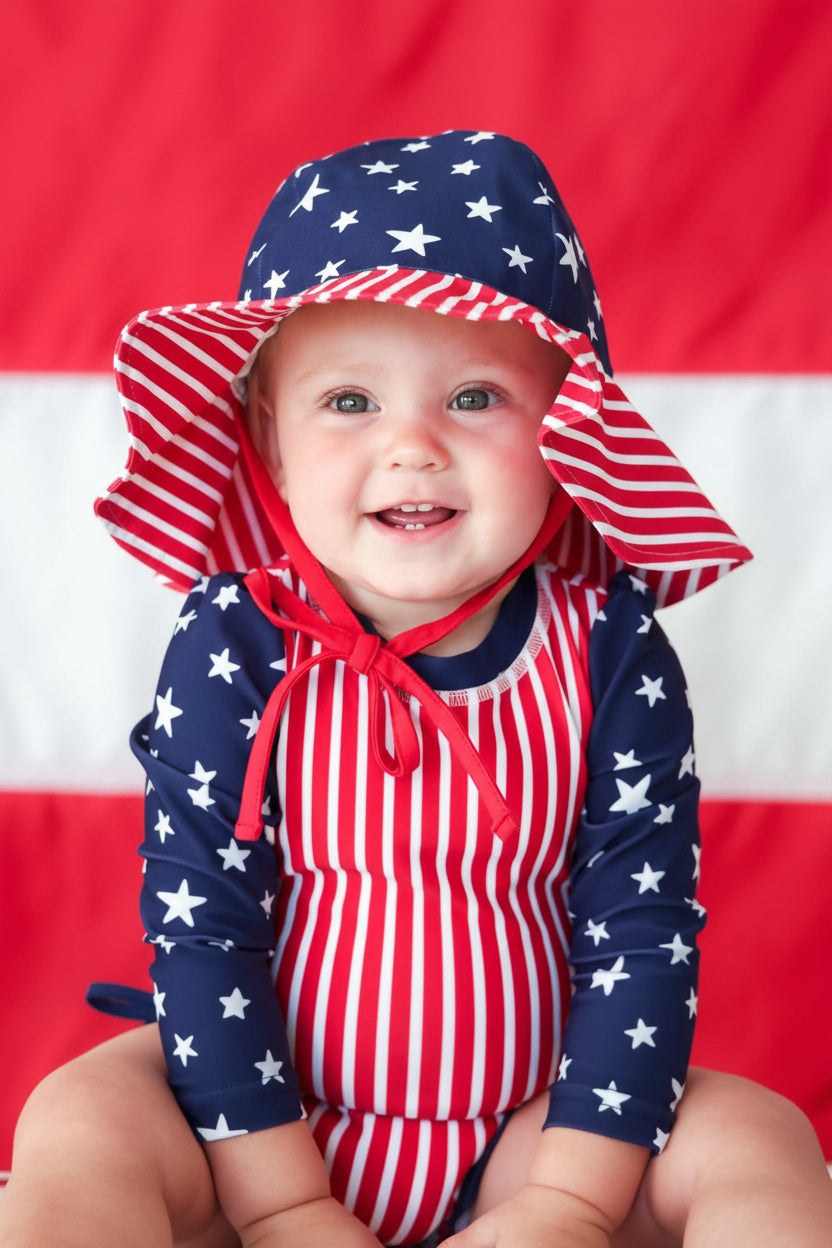 Stars & Stripes Party sun hat view 3 | 4th of July beach | Caden Lane