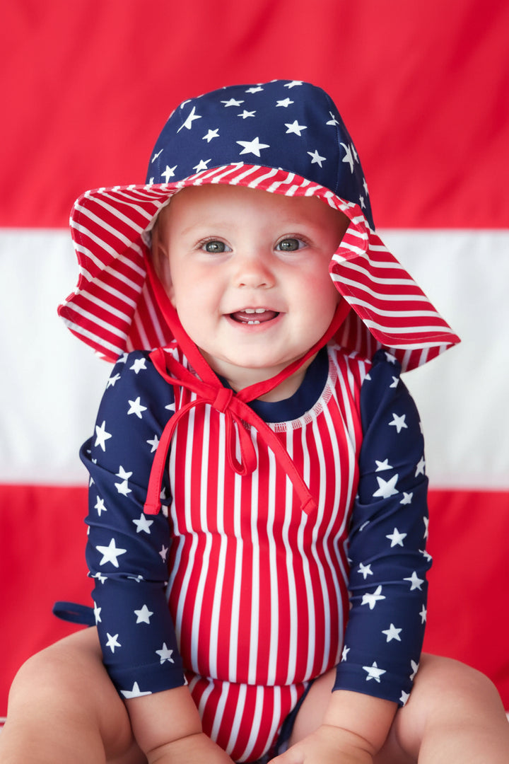 Stars & Stripes Party sun hat view 3 | 4th of July beach | Caden Lane