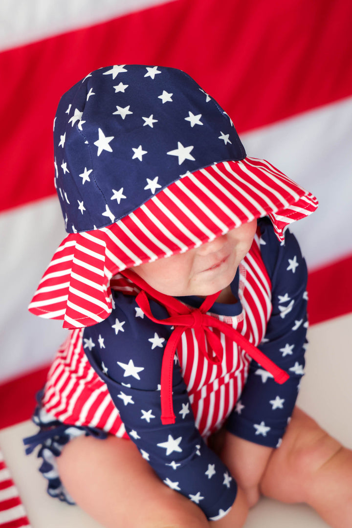 Stars & Stripes Party sun hat view 7 | 4th of July beach | Caden Lane