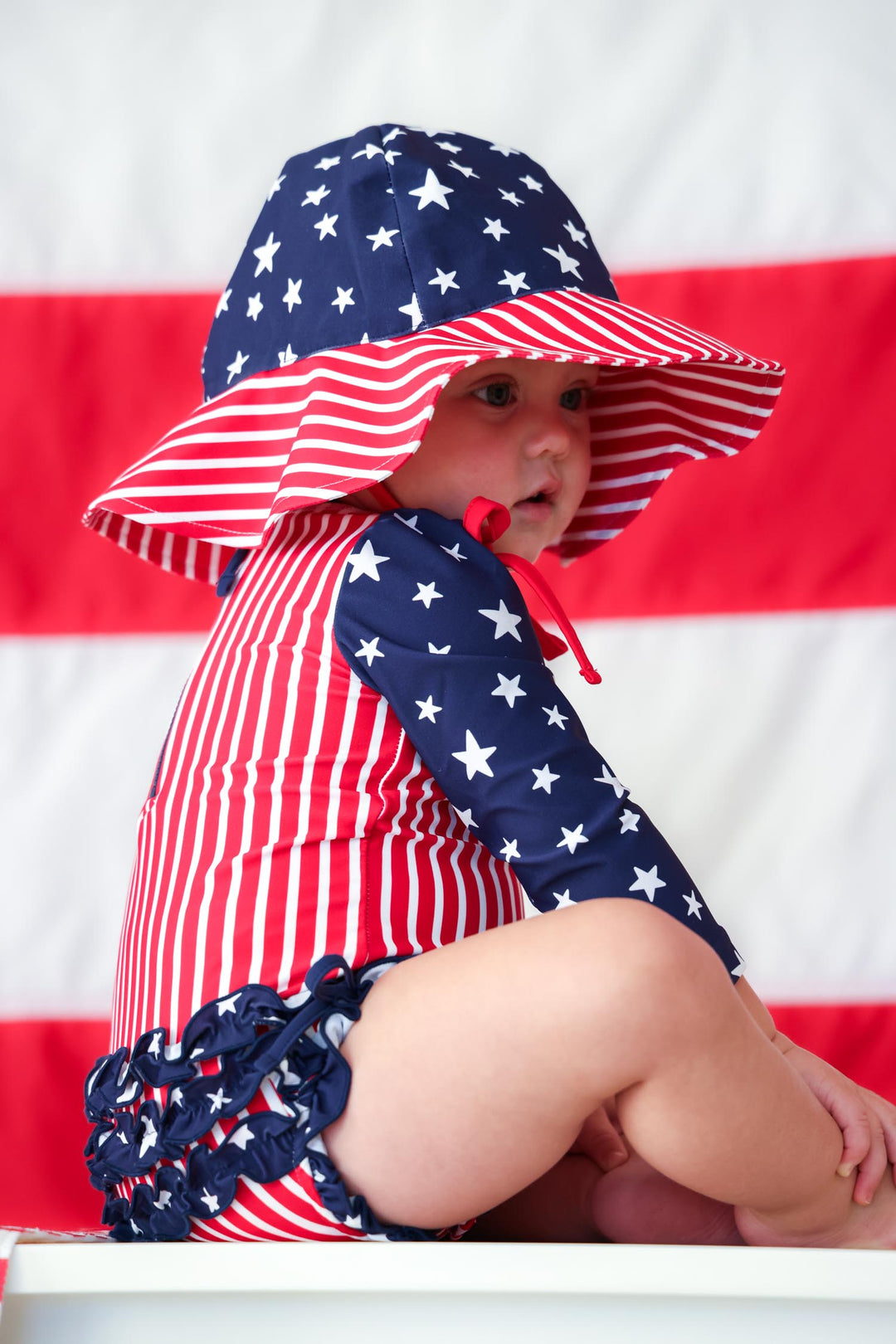 Stars & Stripes Party sun hat view 5 | 4th of July beach | Caden Lane