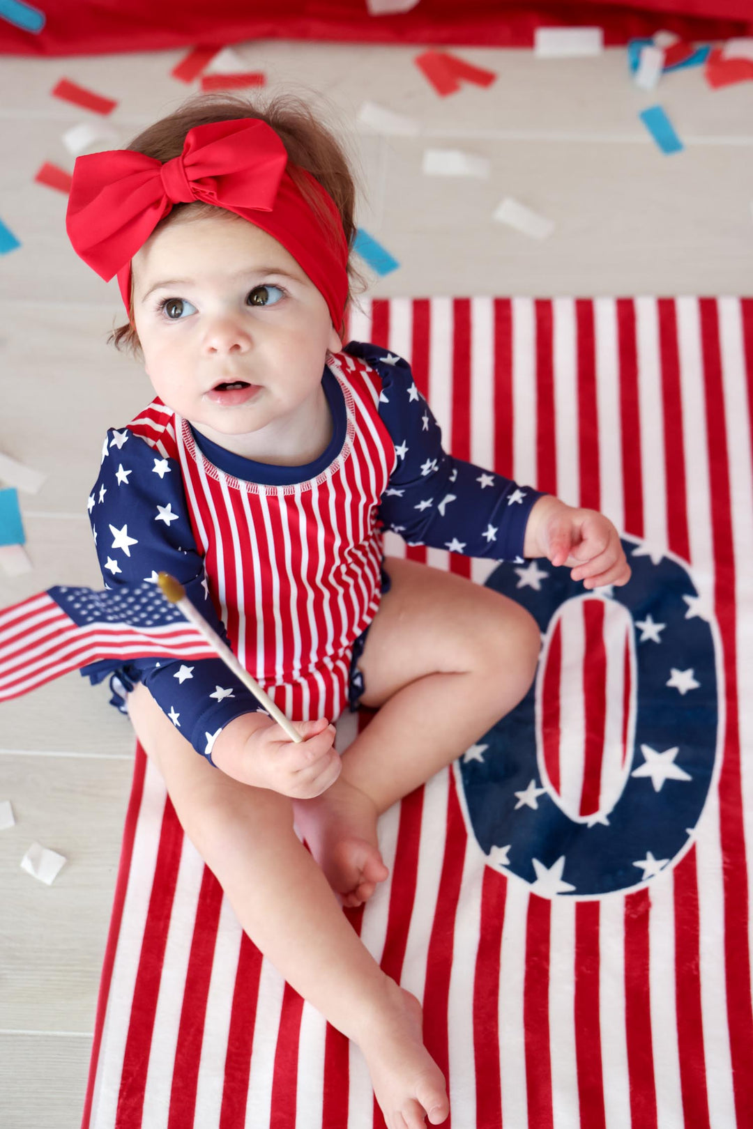 Personalized Stars & Stripes Party beach towel view 6 | 4th of July | Caden Lane