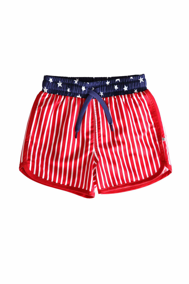 Stars & Stripes Party boys swim trunks | American flag print | patriotic 4th of July swim | Caden Lane