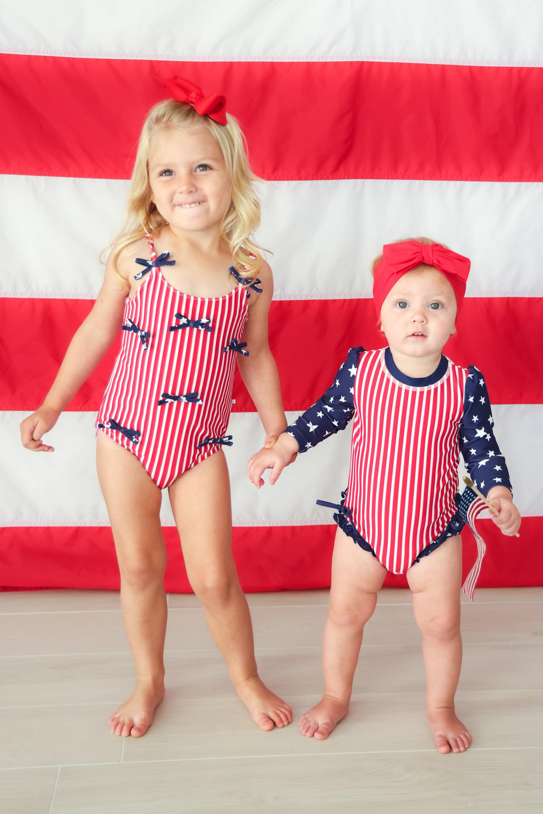 Swim bow Sparkler Red detail 6 | Stars & Stripes Party | 4th of July | Caden Lane