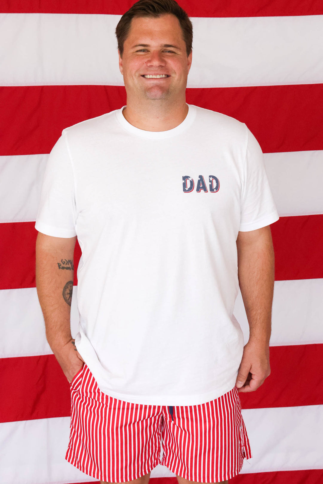 Stars & Stripes Party Dad Graphic Tee | White