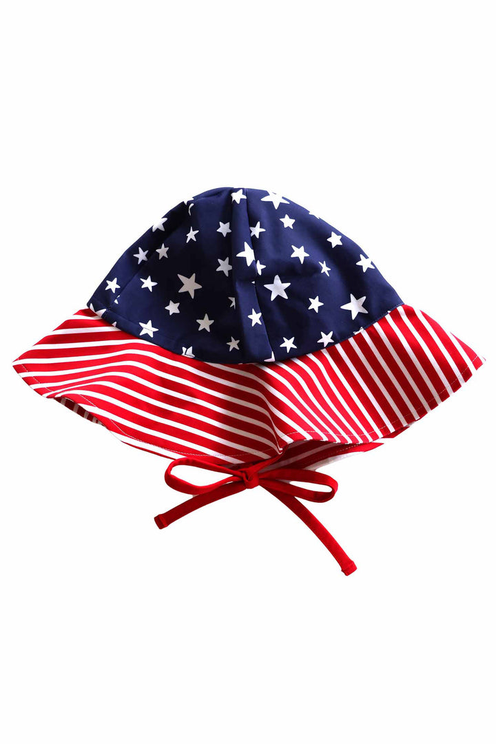 Stars & Stripes Party printed sun hat | patriotic USA kids swim accessory | Caden Lane