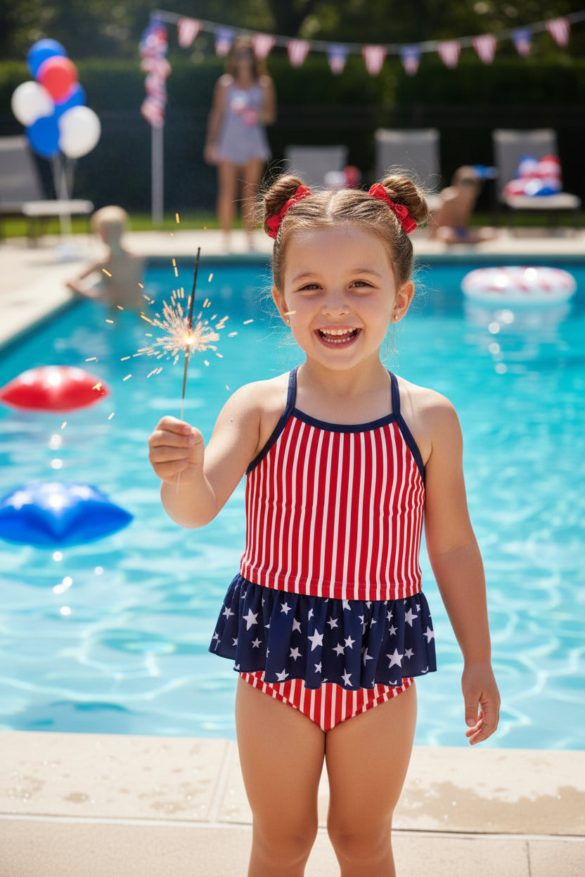 Two Piece Strappy Tankini | Stars & Stripes Party