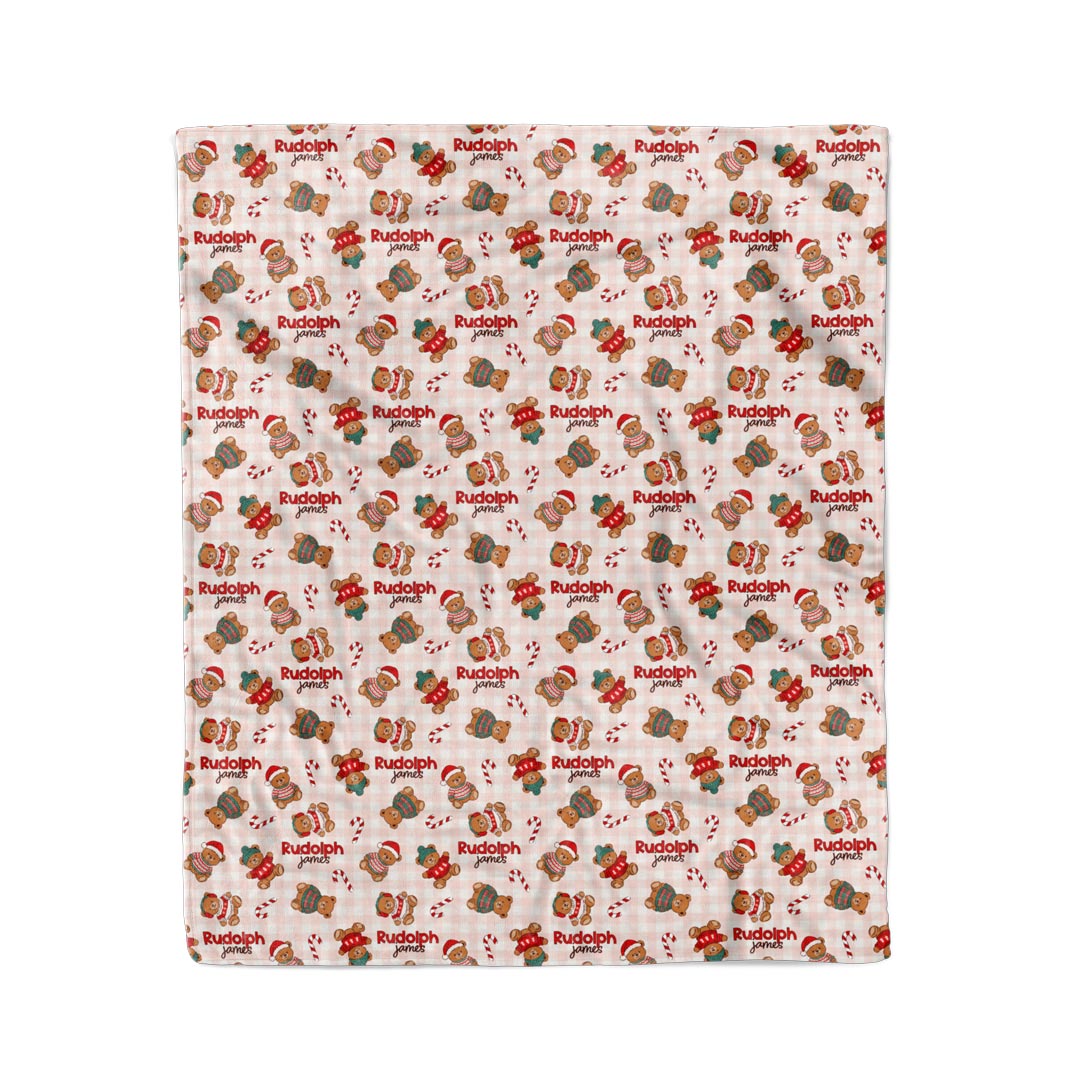 beary christmas neutral personalized blanket for kids 