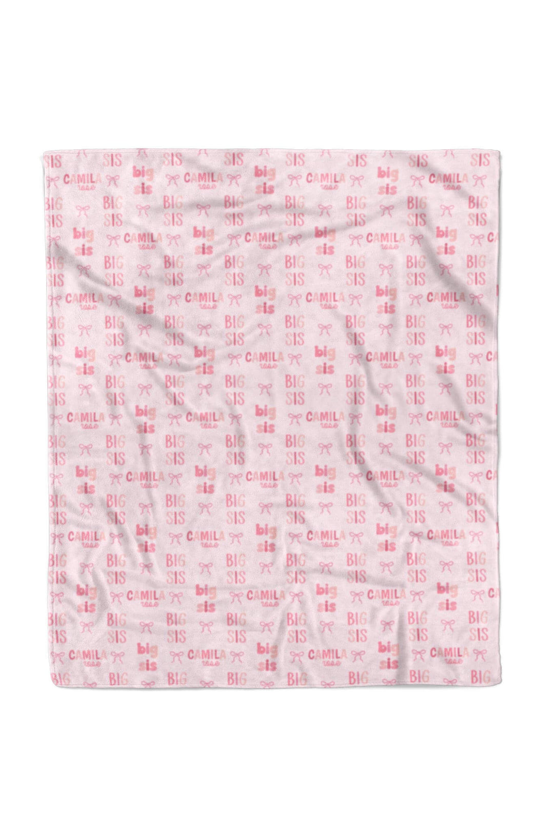 50 x 60 personalized blanket for girls in big sis pink font 