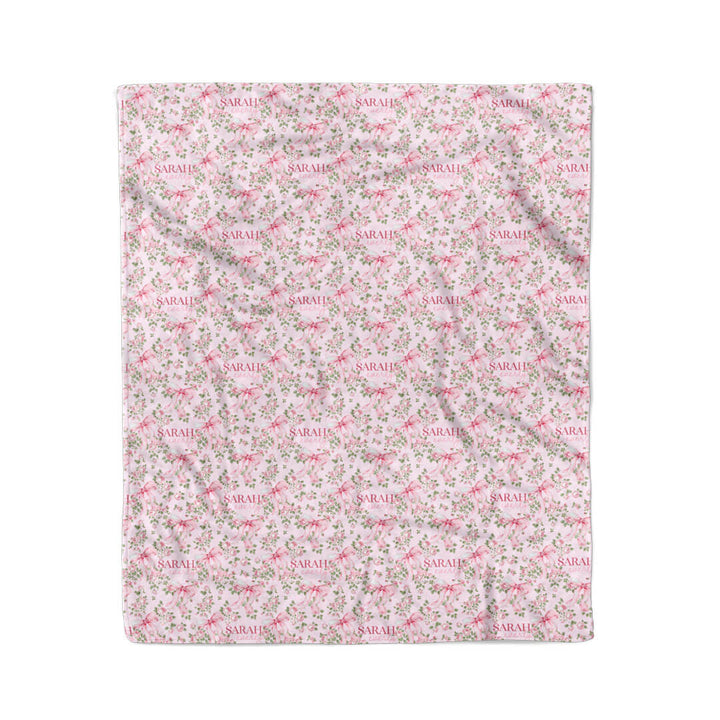 personalized kids blanket bows in bloom