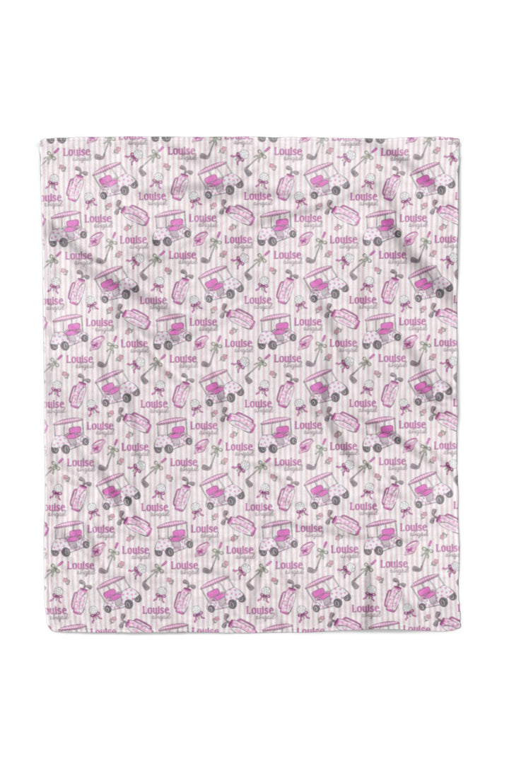 golf caddie crew pink 50x60 kids blanket, flat lay